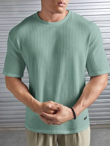 Men's Solid Dotted Oversized Tshirt