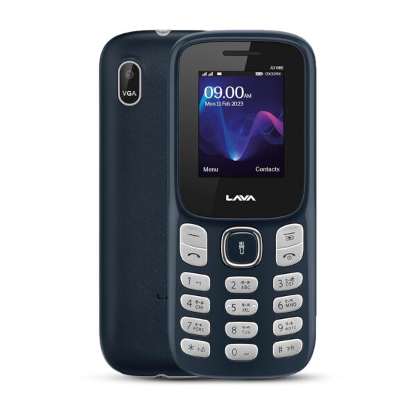 Lava A3 Torch Dual Sim Keypad Mobile Phone | 1750mAh Big Battery | Quad Strip Torch & Slide Button | 1.8" Large Display | Vibration Alert | 7 Language Support (Blue Silver)