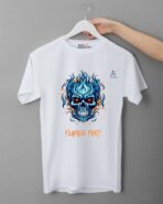 Levonte Minimalist White T-Shirt, M Size, Printed Design