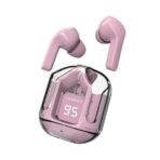 MEXO UltraPods Max TWS Earbuds Pro Bluetooth | Transparent Design | Fast Charging | 13mm HD Bass Drivers | Built-in Mic | Running, Outdoors, Music Sound (Pink)