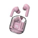 MEXO UltraPods Max TWS Earbuds Pro Bluetooth | Transparent Design | Fast Charging | 13mm HD Bass Drivers | Built-in Mic | Running, Outdoors, Music Sound (Pink)