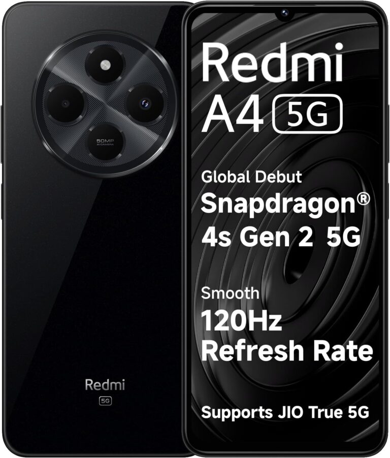 Redmi A4 5G (Starry Black, 4GB RAM, 128GB Storage) | Global Debut SD 4s Gen 2 | Segment Largest 6.88in 120Hz | 50MP Dual Camera | 18W Fast Charging