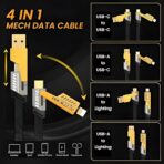 Fun Flickers 4 In 1 Metal Fast Charging & Data Transfer 65W Cable | Super Durable Texture Braided | Supporting Type C,Type A For All phones & Laptop